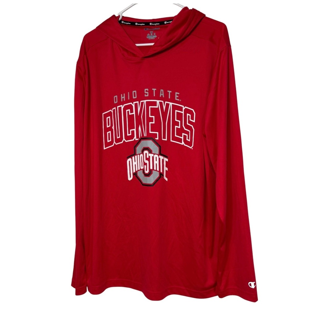 Champion Ohio State Buckeyes Men 2XL Red Long Sleeve Hooded Shirt CSMHD4RAPR23